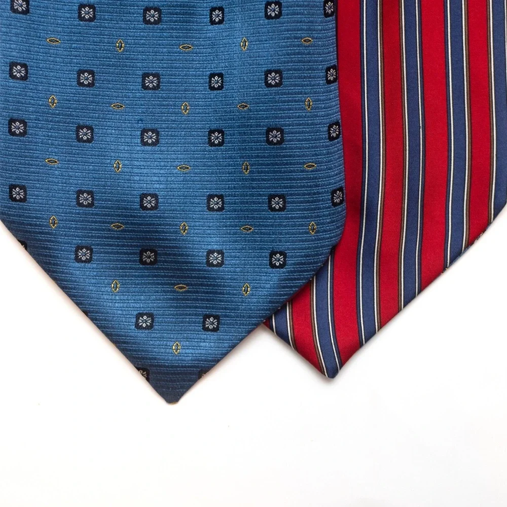 Camellucci Men's Cravat Ascot Tie‎ Gift Box Striped 100%Silk Blue Red Reversible
